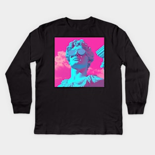 Vaporwave Aesthetic Statue Kids Long Sleeve T-Shirt